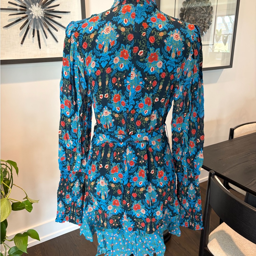 FARM Rio Blue Floral Long Sleeve Dress - Picture 4 of 8